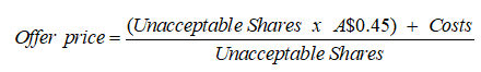 Unacceptable shares formula