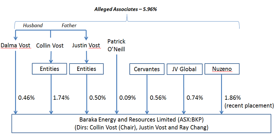 Diagram showing the holdings of Alleged Associates in Baraka